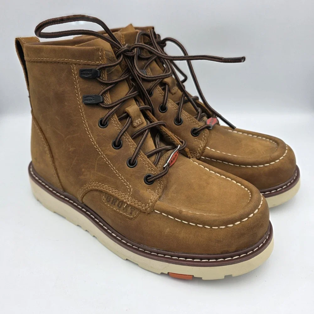 Brunt Marin Unlined Soft Toe Boots Leather  Brown Waterproof  Mens 6.5 Womens 8